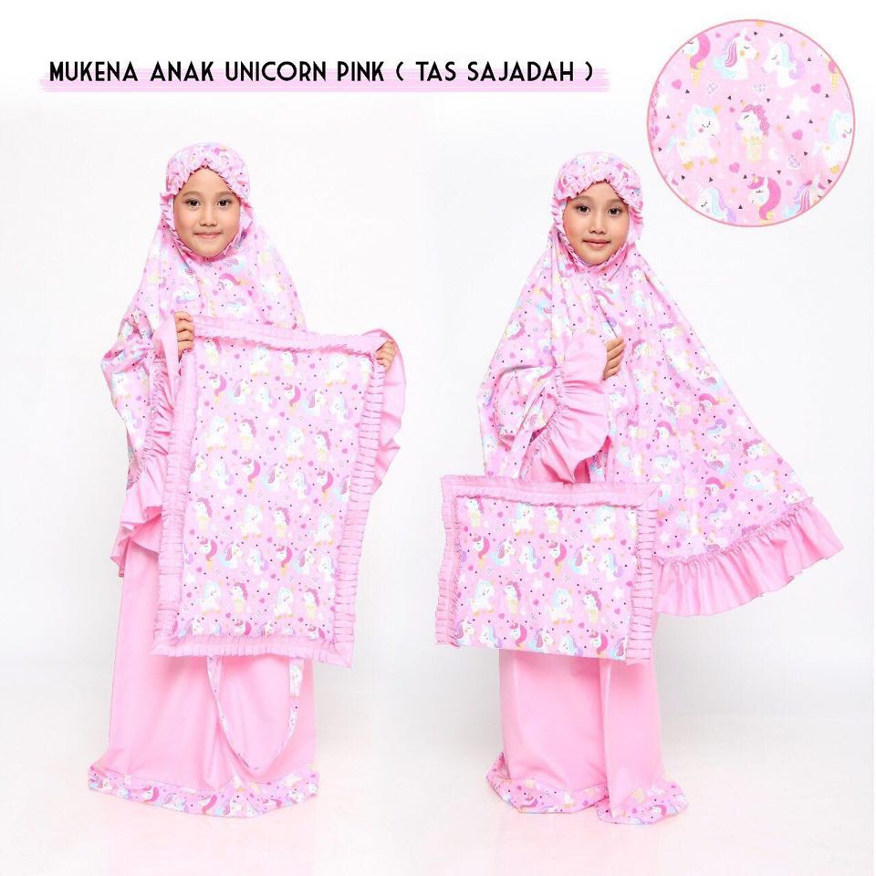 Mukena Anak Unicorn Pink ( Tas Sejadah )