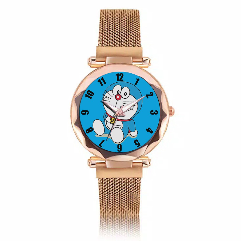 Jam Tangan Wanita Custom - DORAEMON MOTIF 1 Free Box &amp; Batre Cadangan