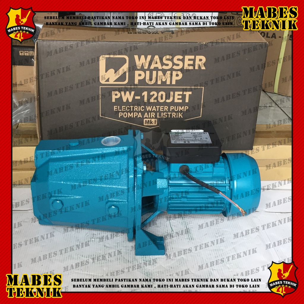 WASSER PW 120 JET / PW120 JET / PW120JET - POMPA SEMI JET PUMP - POMPA AIR SUMUR DANGKAL / ALTERNATI
