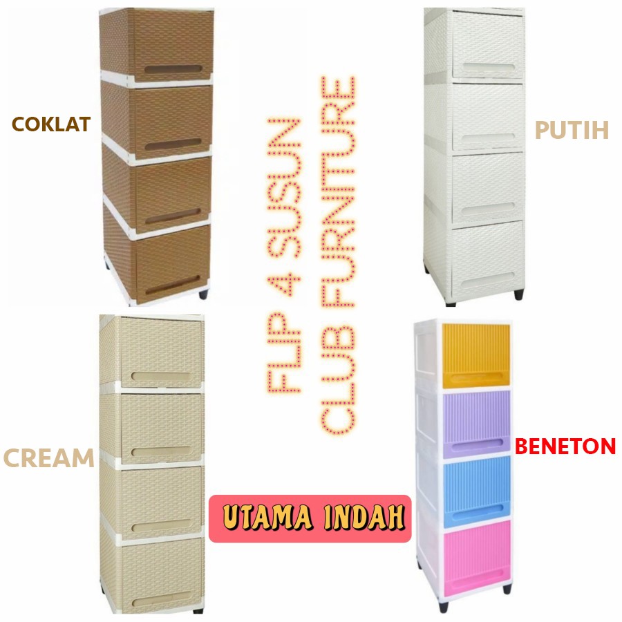 Club lemari plastik flip susun 4 (34x40x117cm)