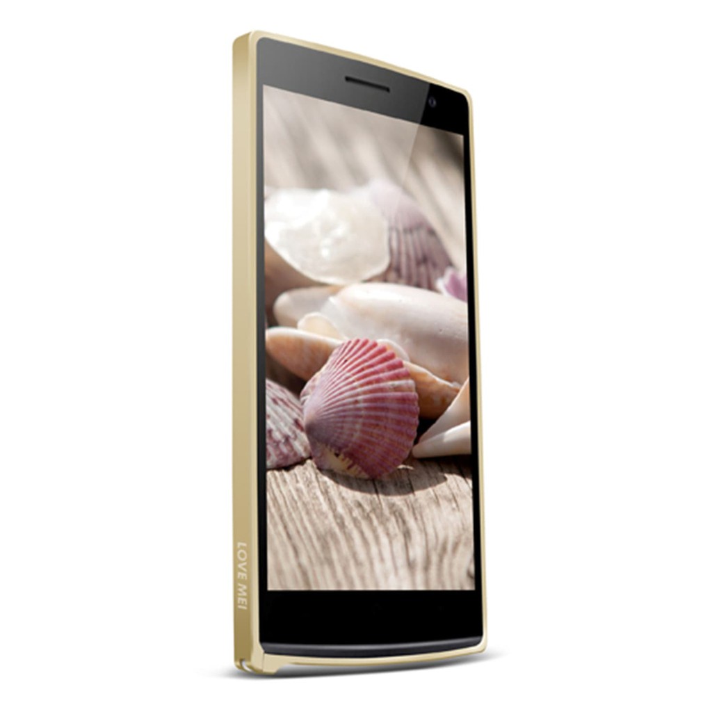 Promo Love mei Crossline Metal Bumper Oppo 7 - Gold terbatas