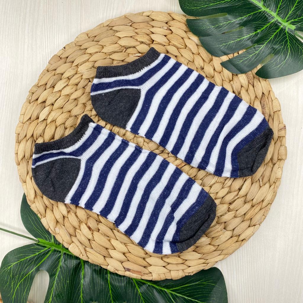 HC Kaos Kaki Ankle Polos Wanita KaosKaki Pendek Korea Murah Short Socks Kaos Kaki Motif Love Garis Murah-3 GARIS BLACK