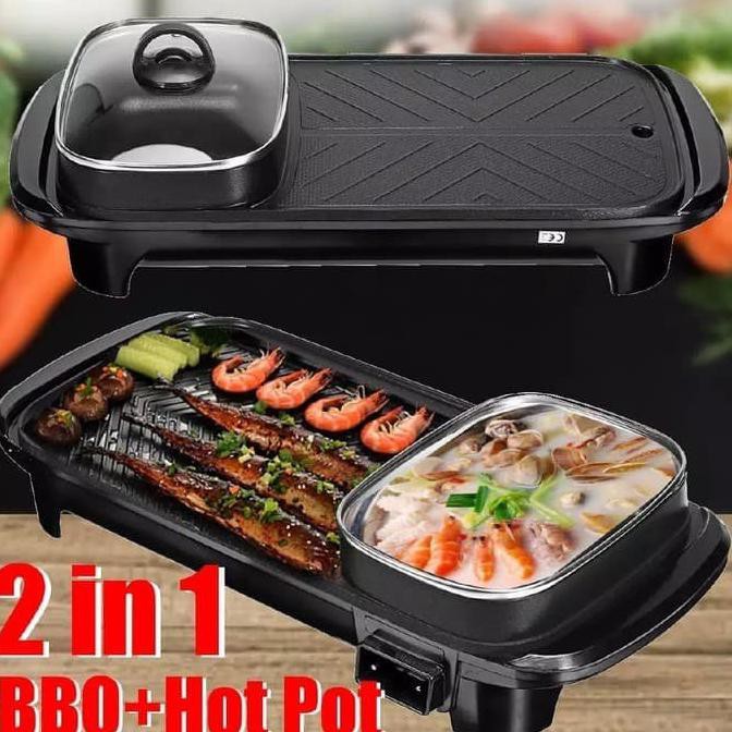 Alat Panggang , Panggangan Bbq , 2 In 1 Grill Bbq Hotpot Listrik Kokocoww