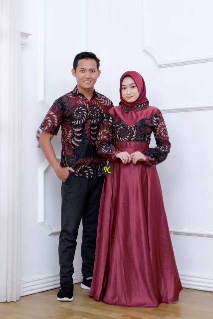 COUPLE GAMIS BATIK PUTRI MALU KOMBINASI, SARIMBIT BATIK