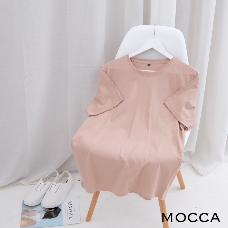 KAOS POLOS A COTTON COMBED 30S BASIC TEE KATUN UNISEX MURAH O NECK OBLONG GROSIR ABG CASUAL DISTRO-MOCCA