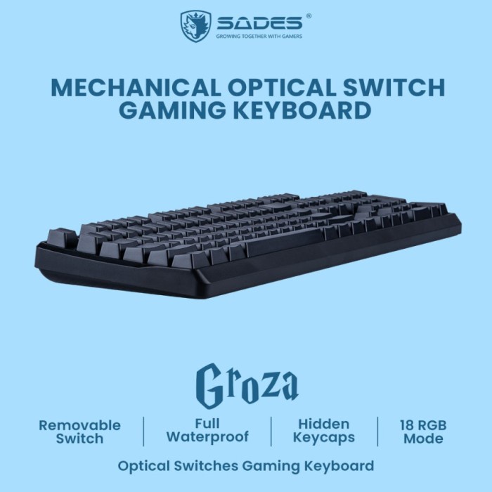 Gaming Keyboard Sades Groza Mechanical Optical Switch Gaming Keyboard