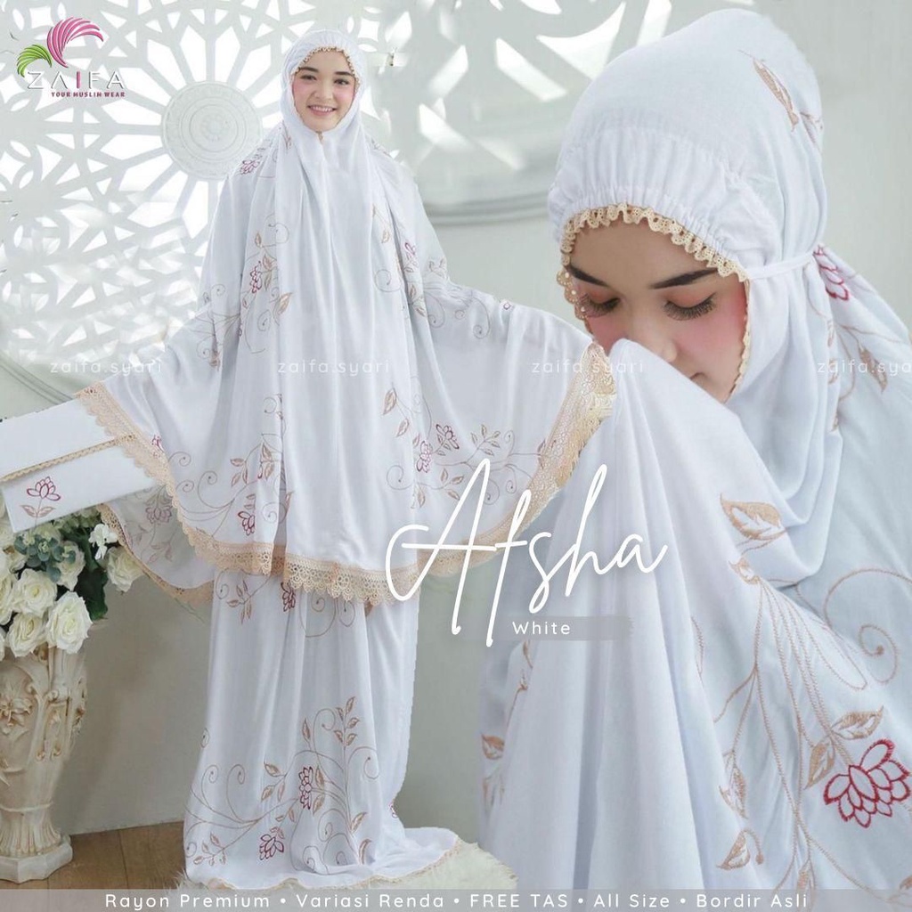MUKENA AFSHA-MUKENA DEWASA-MUKENA BAHAN RAYON VARIASI RENDA