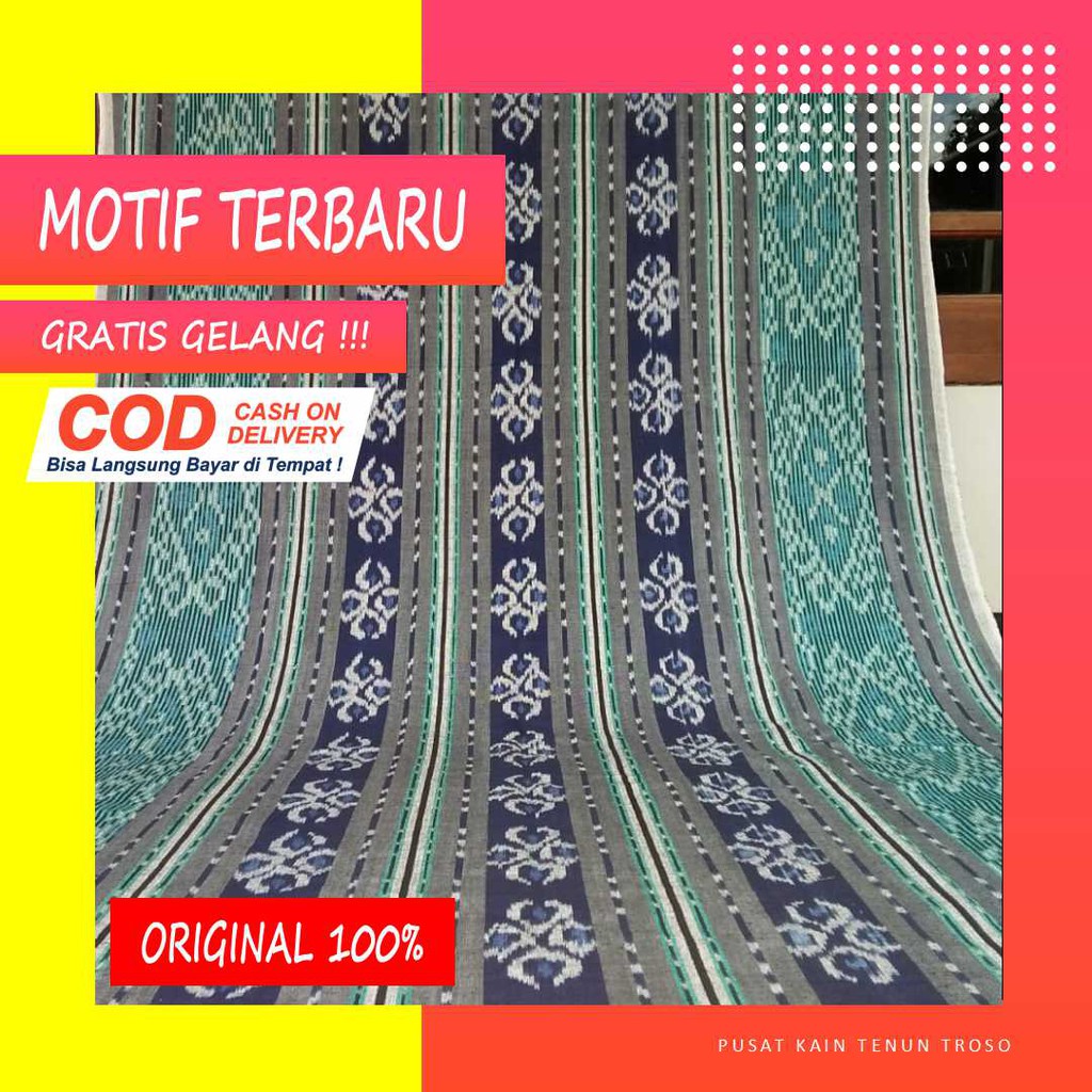 Kain tenun lombok songket biru asli