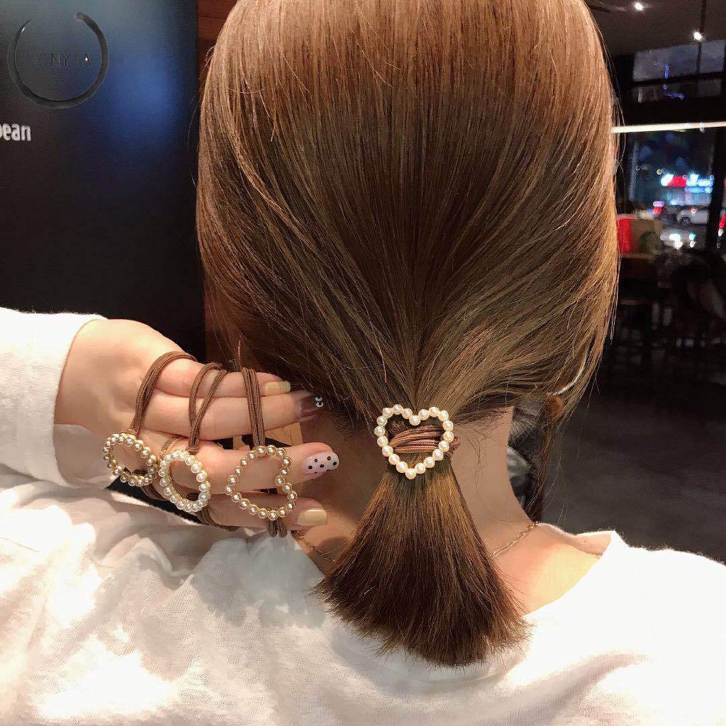 Tali Cinta Hati Mutiara Ikat Rambut Jepit Rambut Model Wanita