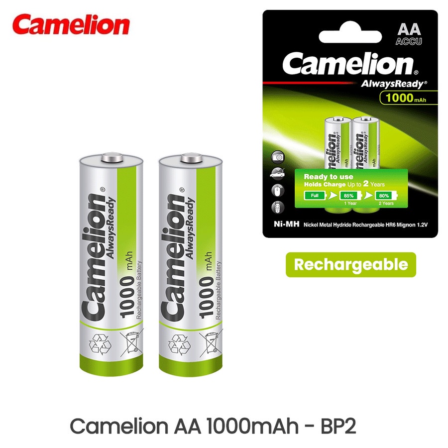 Camelion Baterai AA Rechargeable 1000mAh AlwaysReady 2pcs