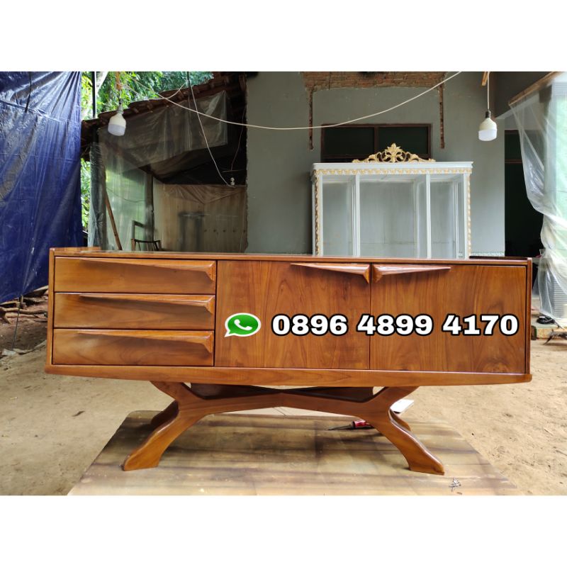 meja tv kayu jati meja tv minimalis jati meja retro kayu jati finishing