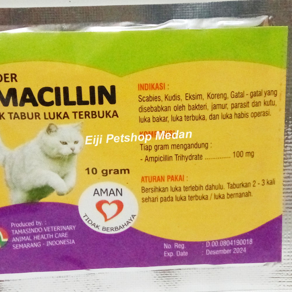 TAMACILLIN OBAT LUKA KUCING u2013 10 GRAM OBAT TABUR KUCING PASCA 