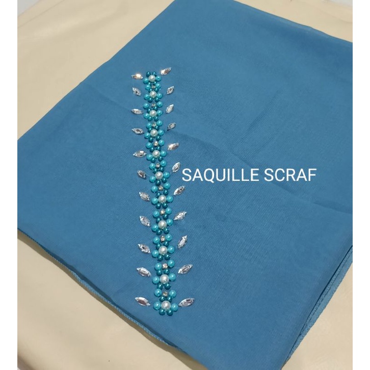 segiempat bella square payet mutiara permata/jilbab segiempat bella square bando payet/hijab bella-BIRU WARDAH