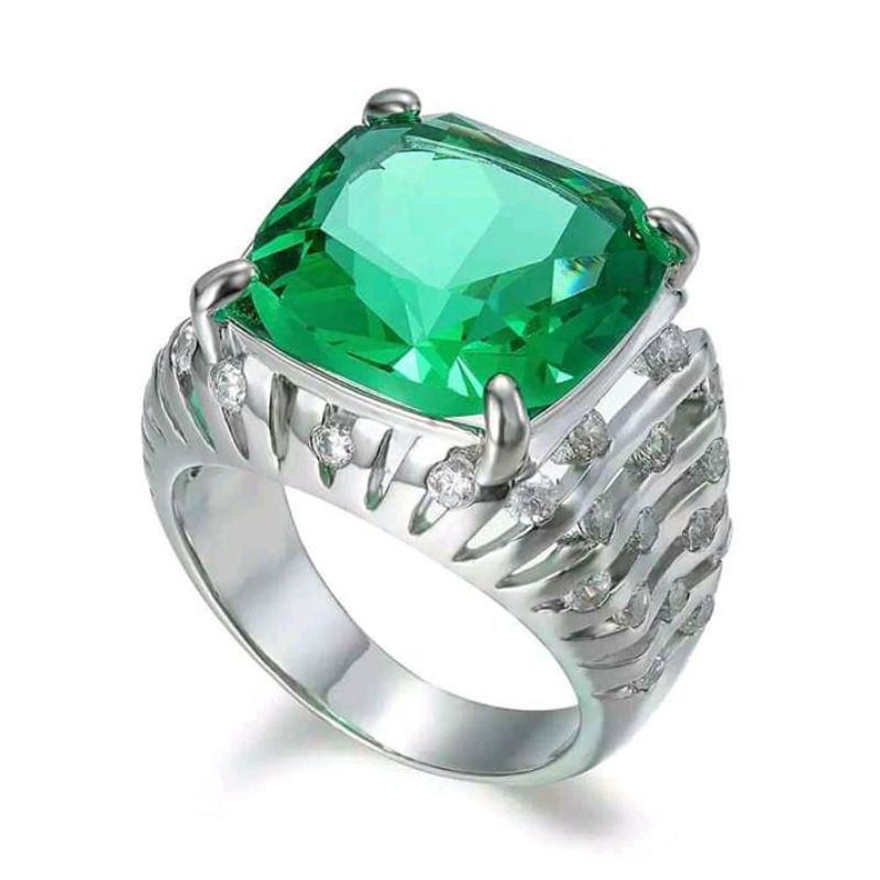 cincin berlian zambrud bahan S925 pria wanita