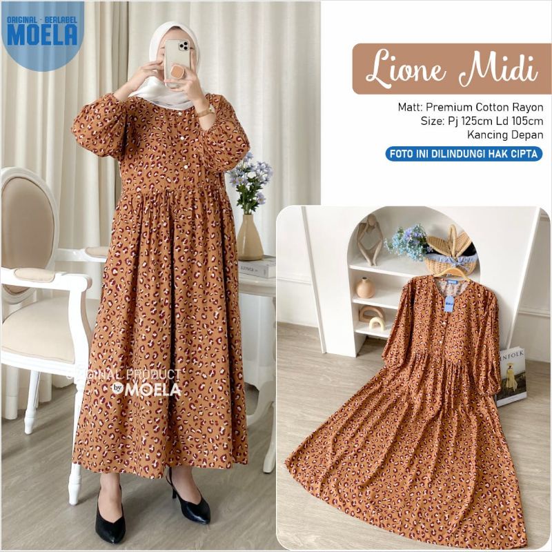 MOA LEONA LIONE SICA MIDI Dress By Moela ORIGINAL bermotif Leopard