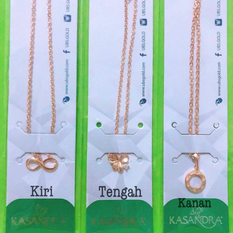Kalung infinity, daun semanggi mata, cartierr UBS kadar 8K 375