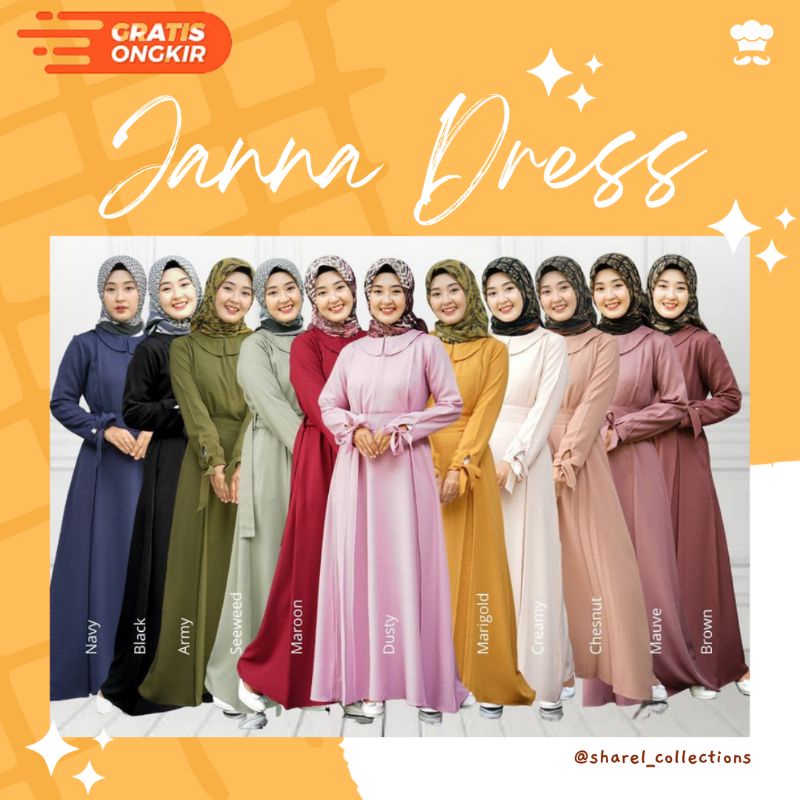 ARUMY Janna Dress Gamis Set Pashmina Fashion Muslim Wanita