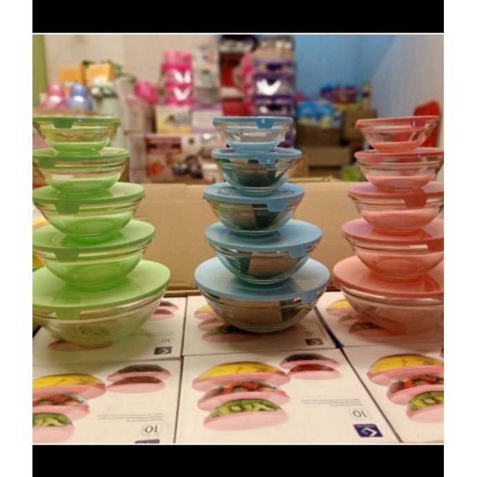 Mangkok Kaca susun + tutup