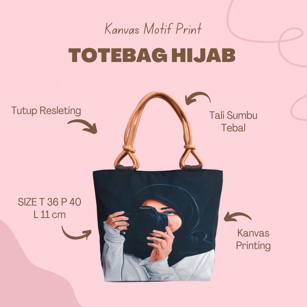 (COD) TOTEBAG Kanvas Tote bag Wanita Tebal Motif LUCU Model Tali Sumbu