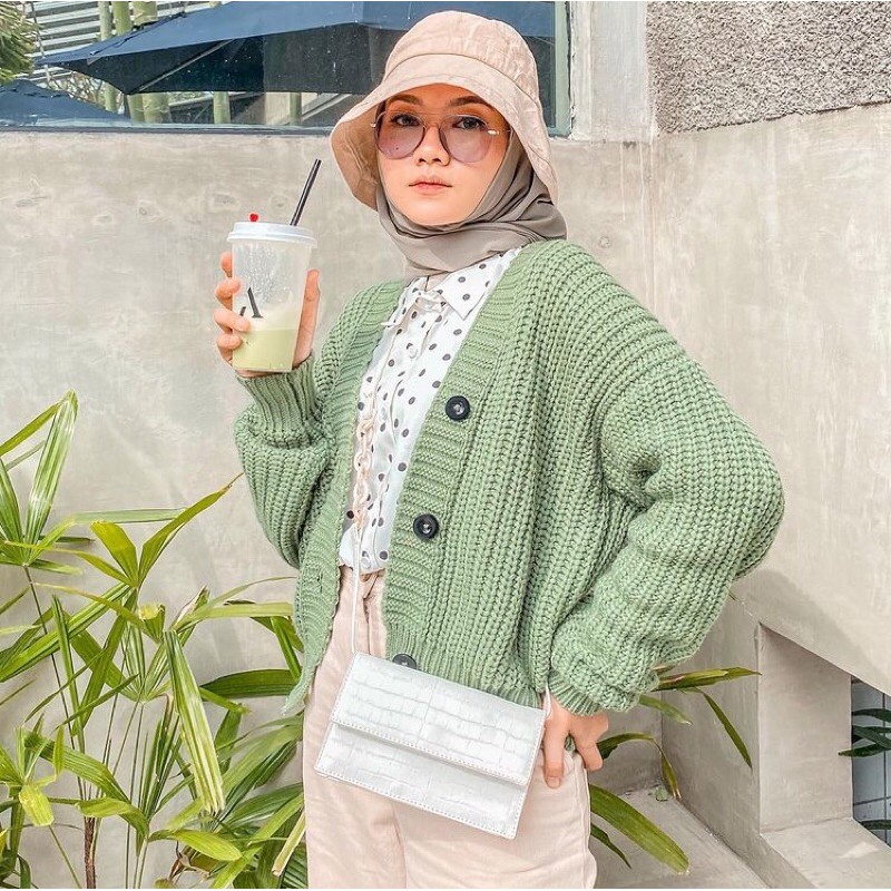 Cardian Rajut  Crop knit Cardi Cardigan  rajut  korea balon  