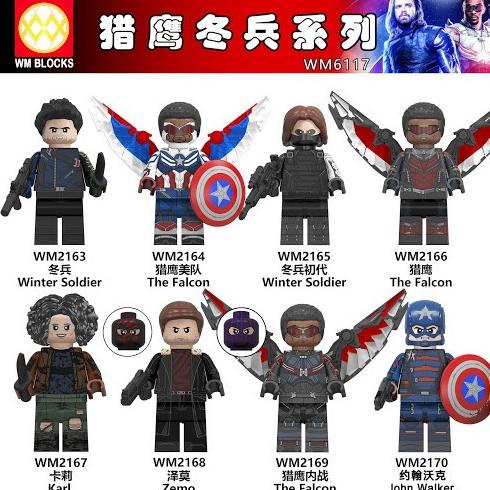 8Pcs WM6117 Falcon Winter Soldier Captain America Bucky Minifigure
