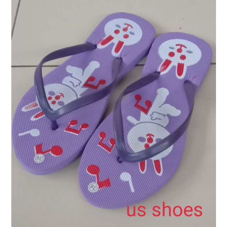 Sandal jepit wanita dewasa sablon kelinci