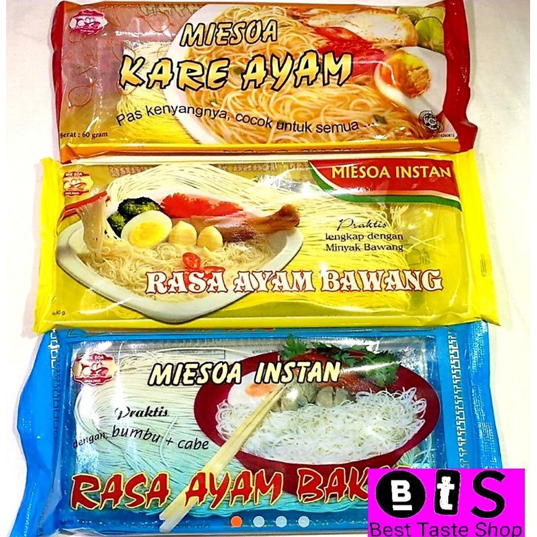 

Misua Instan Halal 3rasa Ayam Bawang, Kare, Bakso