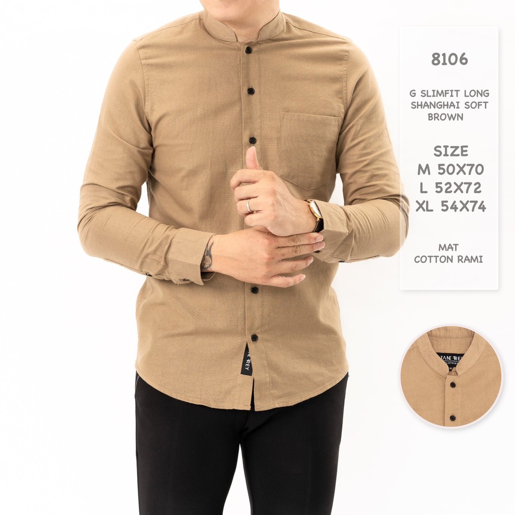 Menfashionhouse Baju Kemeja Koko Pria Lengan Panjang Polos