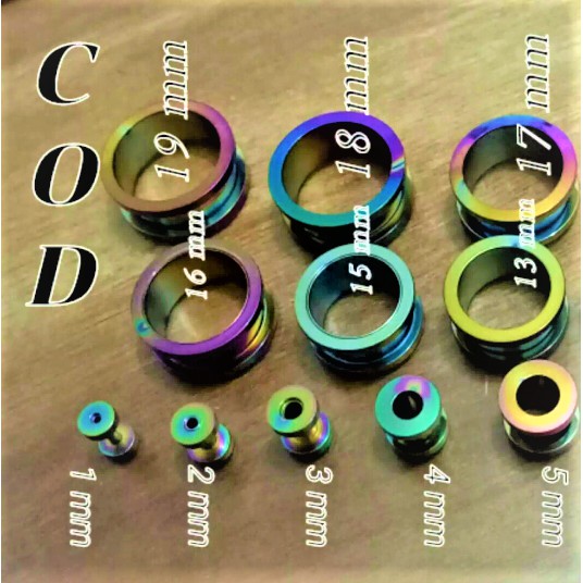 PERSING/EAR PLUG TITANIUM UKURAN 1 MM sampai 20 MM BISA COD