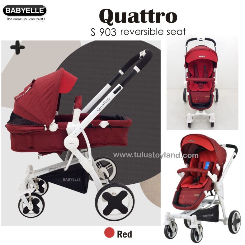 Babyelle Stroller QUATTRO S903 / Kereta Bayi Reversible Bisa Hadap Ibu - Red