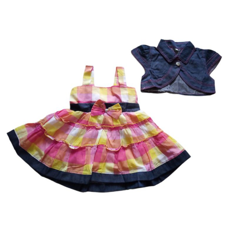 BAJU BAYI PEREMPUAN DRESS BAYI MOTIF KOTAK-KOTAK BONUS ROMPI SETENGAH BADAN (CEK DESKRIPSI)