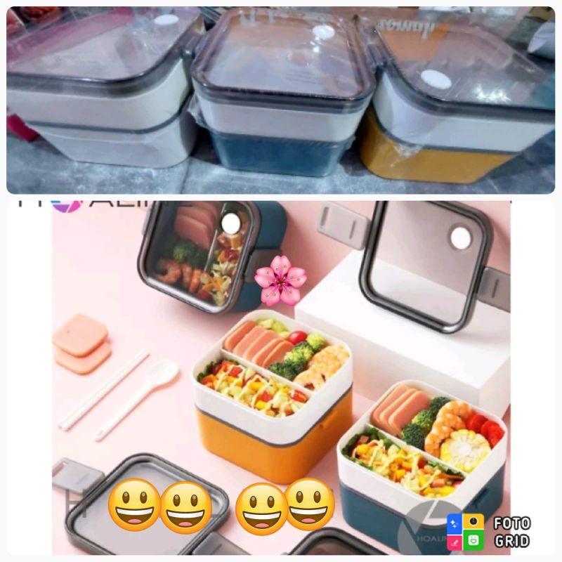 Lunch Box Mewah 2 Susun Anti Tumpah / Tempat Bekal / Kotak Makan