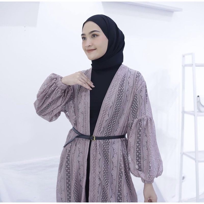 Cardigan Brokat Impor Lengan Balon/Kardigan Burkat Impor/Cardigan Brukat/Outer Long Cardi