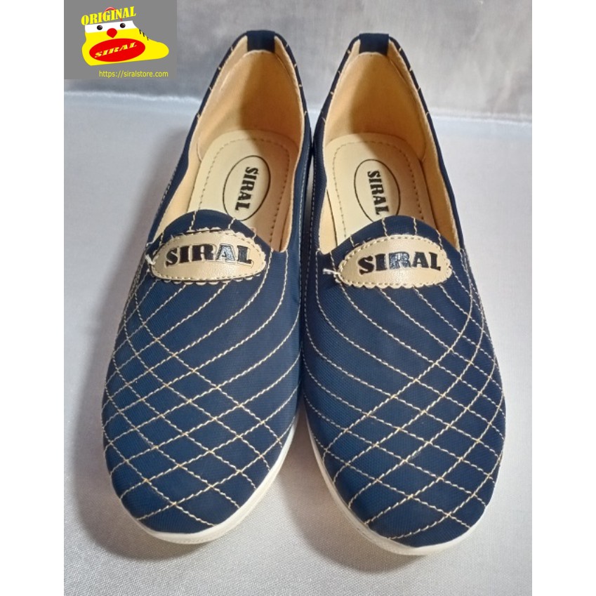 Sepatu Slip On Wanita Motif Jahit Merek Siral Warna Navy S11R02B1 / Sepatu Wanita / Sepatu Slip