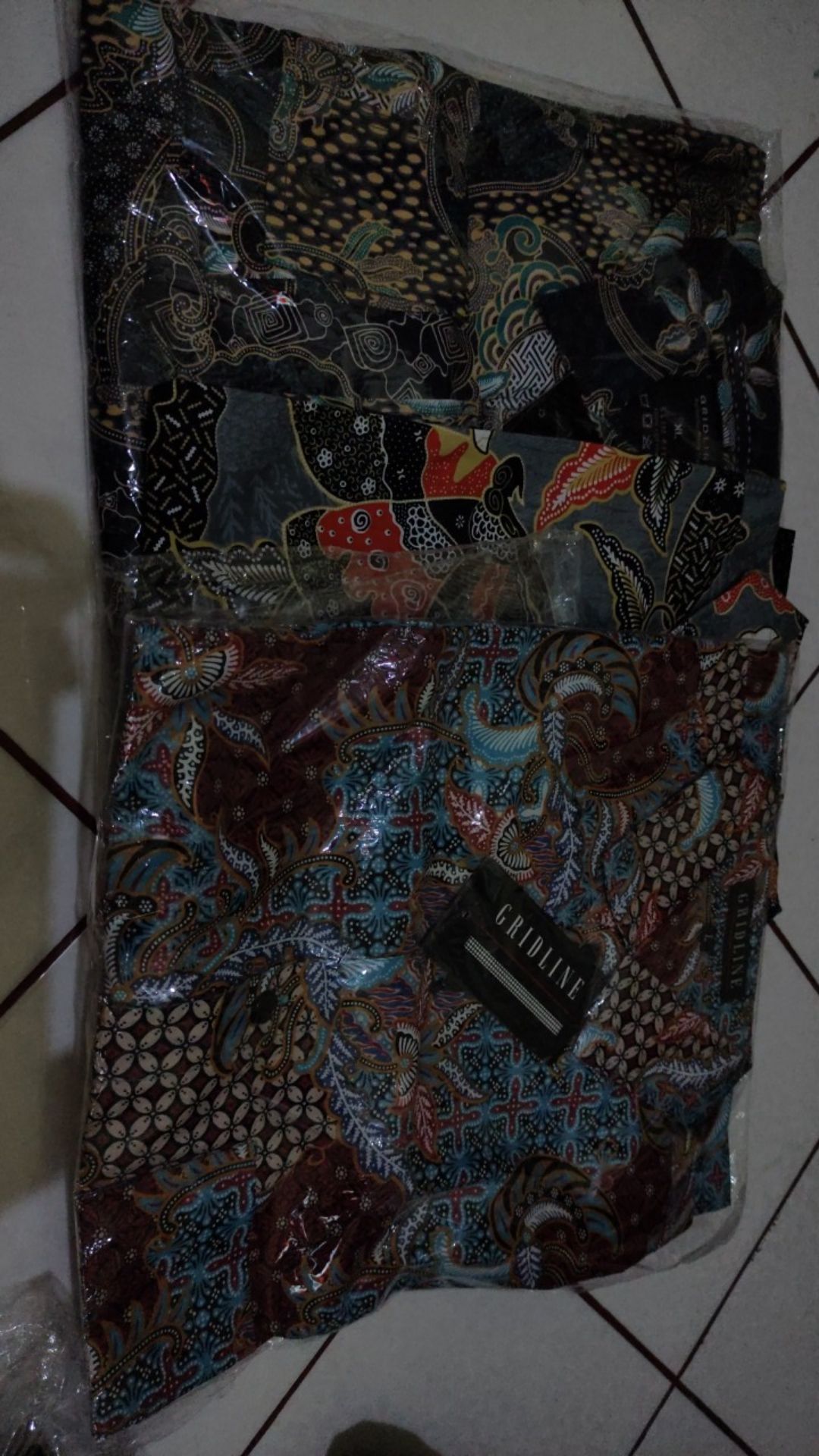 [gridline - Ls035 Tosca & Maroon] Kemeja Batik Slimfit Pria Katun Lengan Panjang