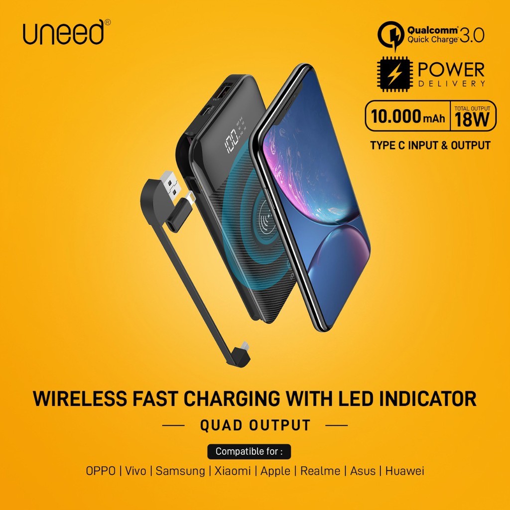 ORIGINAL POWERBANK WIRELESS 10000mah QIBOX W10 - UNEED UPB-501