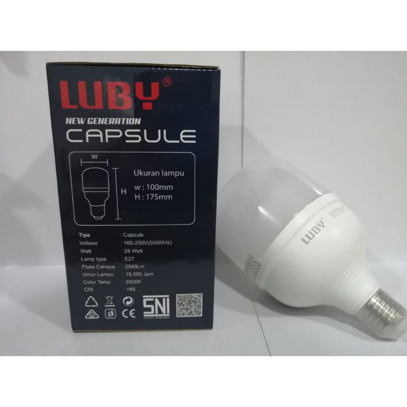 Bohlam Capsule Luby 28 Wat LED Lampu Cahaya Putih