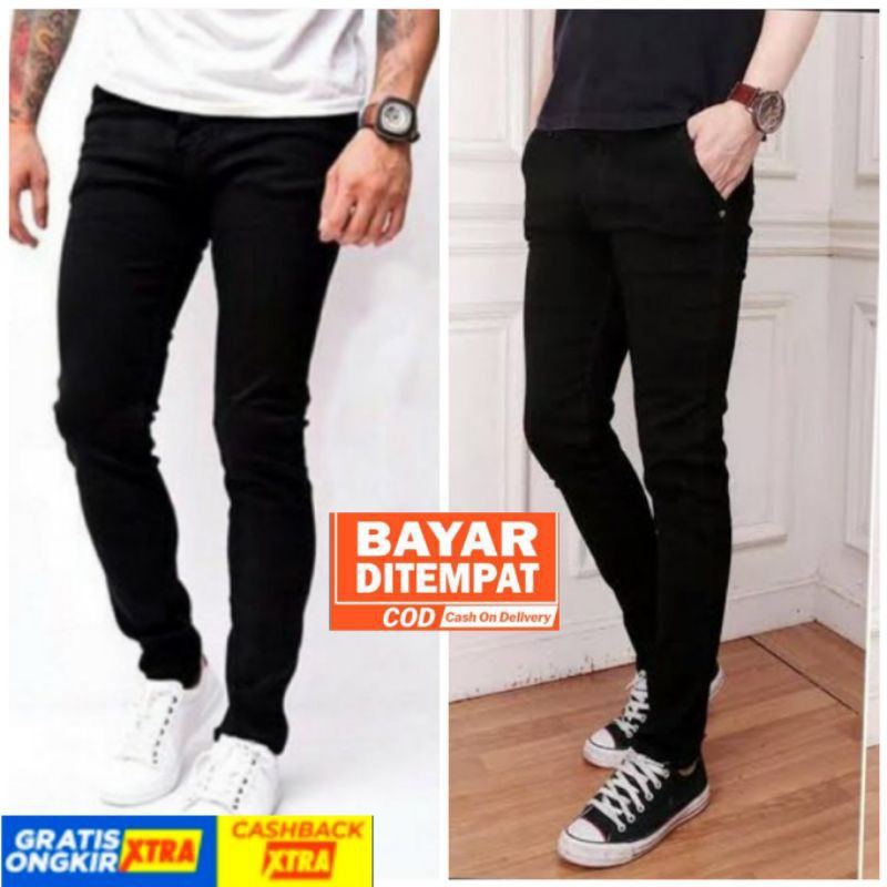 CELANA JEANS SLIM FIT SKINNY PENSIL KARET MELAR