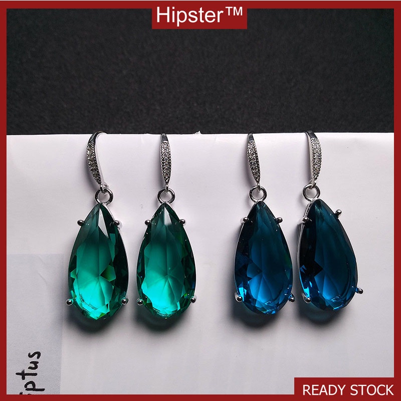 Creative Design Fashion Luxury Platinum Natural Blue Crystal Ear Hook