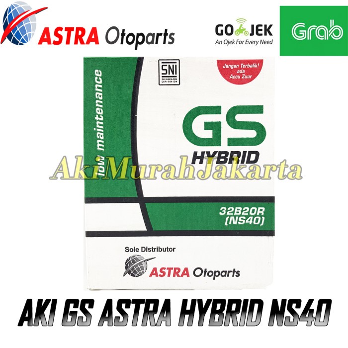 Aki Mobil Daihatsu Xenia Gs Astra Ns40 Aki Basah Gs Hybrid 12V / 32 Ah