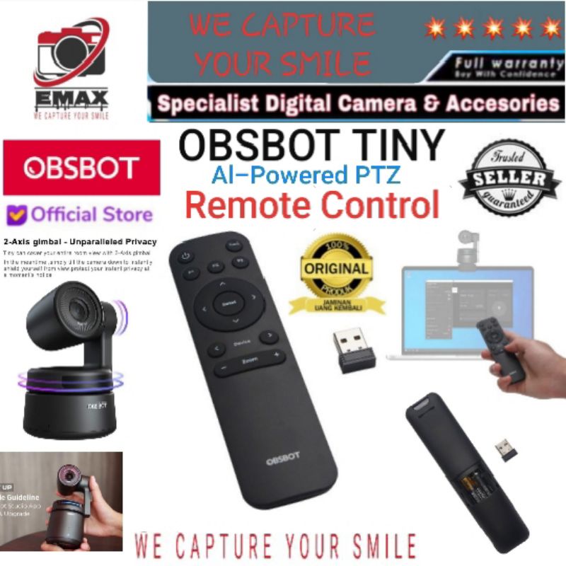 Jual OBSBOT TINY / 4K 2 Axis Al Powered PTZ cam REMOTE CONTROL