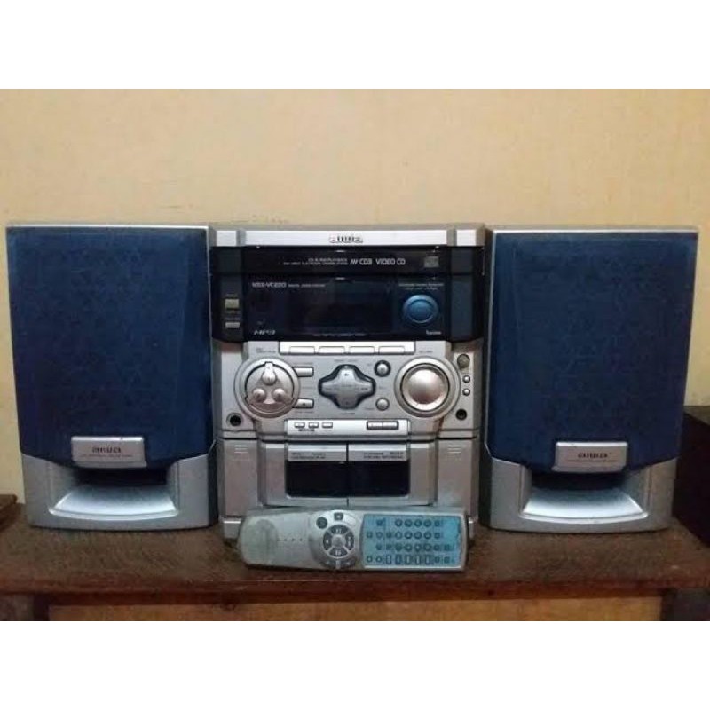 MINI SPEAKER HOME THEATER KECIL AIWA NSX VC220 CD MP3 VIDEO PLAYER TAPE CASSETTE VINTAGE KASET JADUL