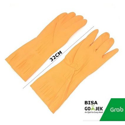 Sarung Tangan KARET Latex / Sarung Tangan Cuci Piring Mobil Kimia ORANGE ORANYE