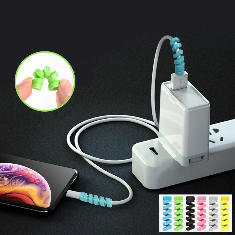 4pcs / Set Pelindung Kabel Data / Charger Usb Bahan Silikon