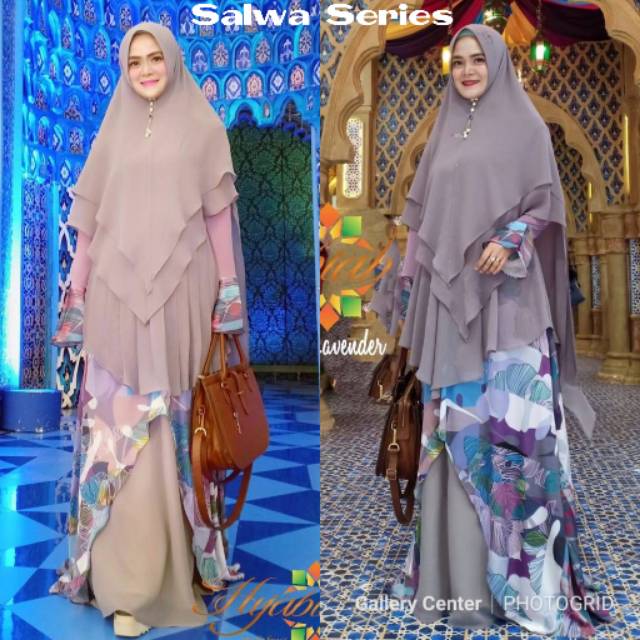 SALWA SYARI Original By Hijabiah. Gamis set printing exclusive super glamour unik banget modelnya