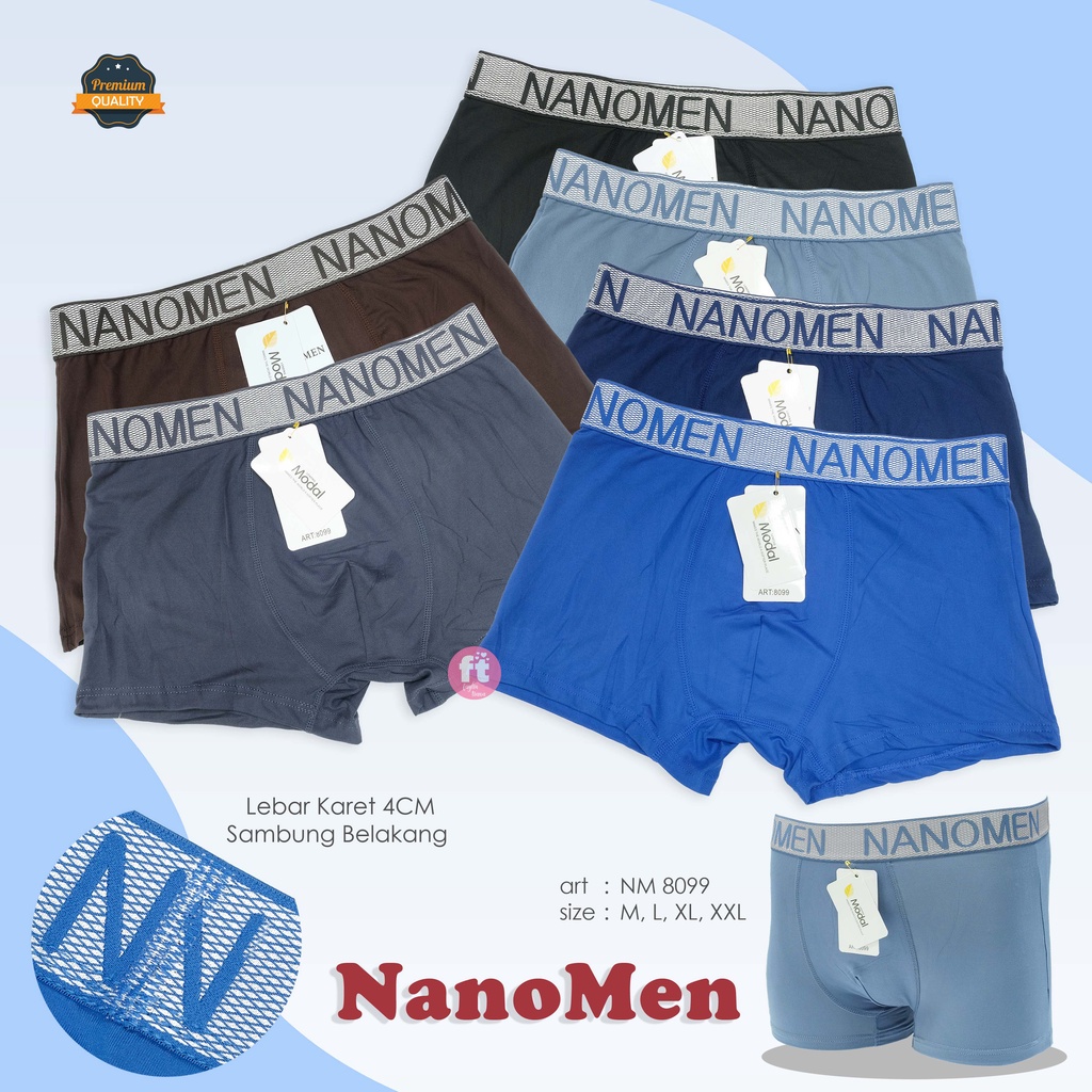 NANOMEN | Celana Dalam Boxer Pria / Celana Dalam Segi4 Pria / art NM 8099