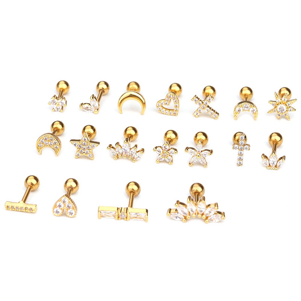 1pcs Anting Giwang Telinga Zirkon Kristal Baja Titanium Medis Untuk Wanita/Pria Helix Tragus Perhiasan Tindik Tulang Rawan Telinga