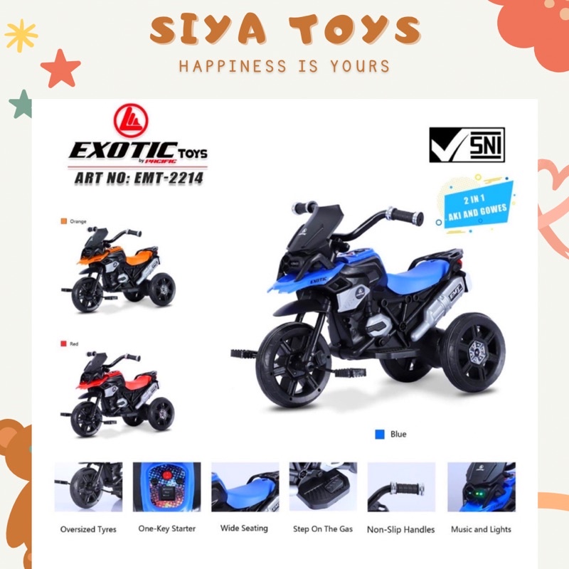 SIYA✨FREE BUBBLEWRAP MOTOR AKI EXOTIC TOYS MOTOR AKI EMT 2214 BATERAI 6V7Ah KADO ANAK MOTOR SCOOPY EMT 2201