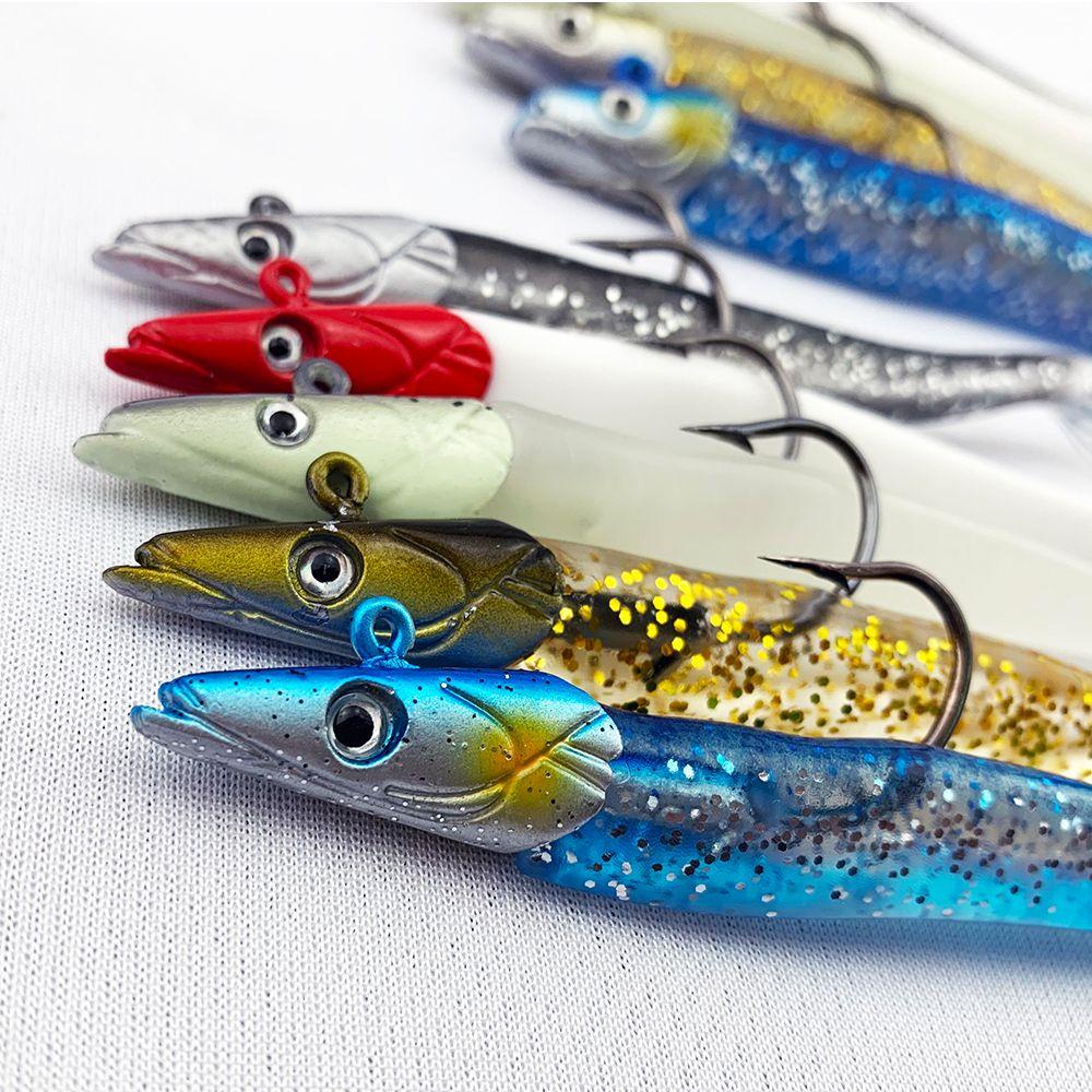 Top Fish Belut Lure Silikon Tahan Lama Luminous Lead Jig Head