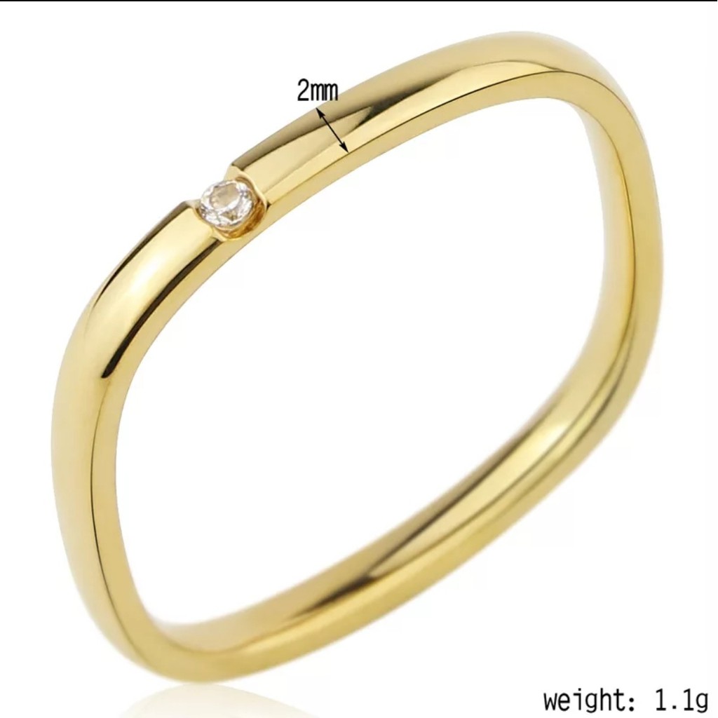 Cincin Titanium Model Persegi Classic Ring Tersedia Warna Rosegold dan Gold